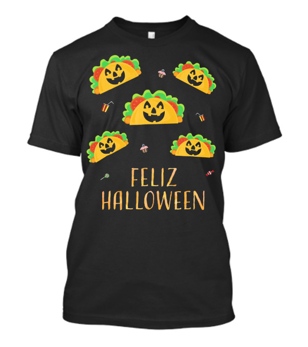 Feliz Halloween Mexican Taco Pumpkins T-Shirt