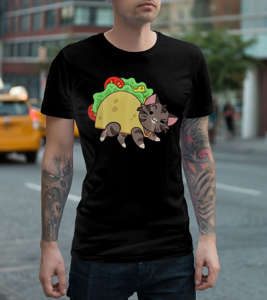 Hard Shell Tacos Cat With Lettuce And Tomato T-Shirt
