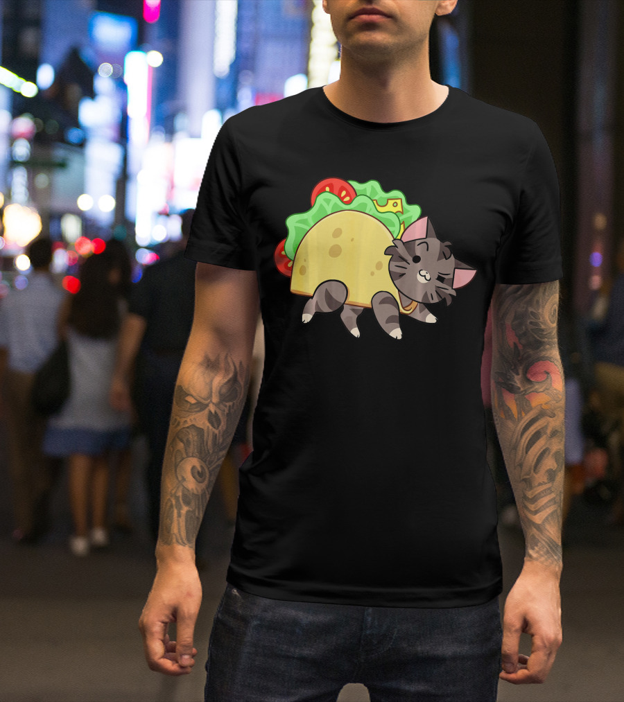 Hard Shell Tacos Cat With Lettuce And Tomato T-Shirt