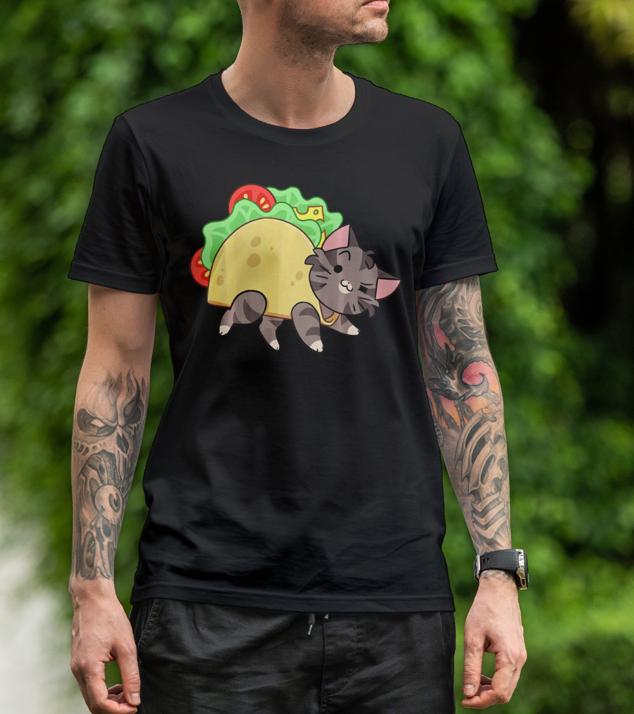 Hard Shell Tacos Cat With Lettuce And Tomato T-Shirt