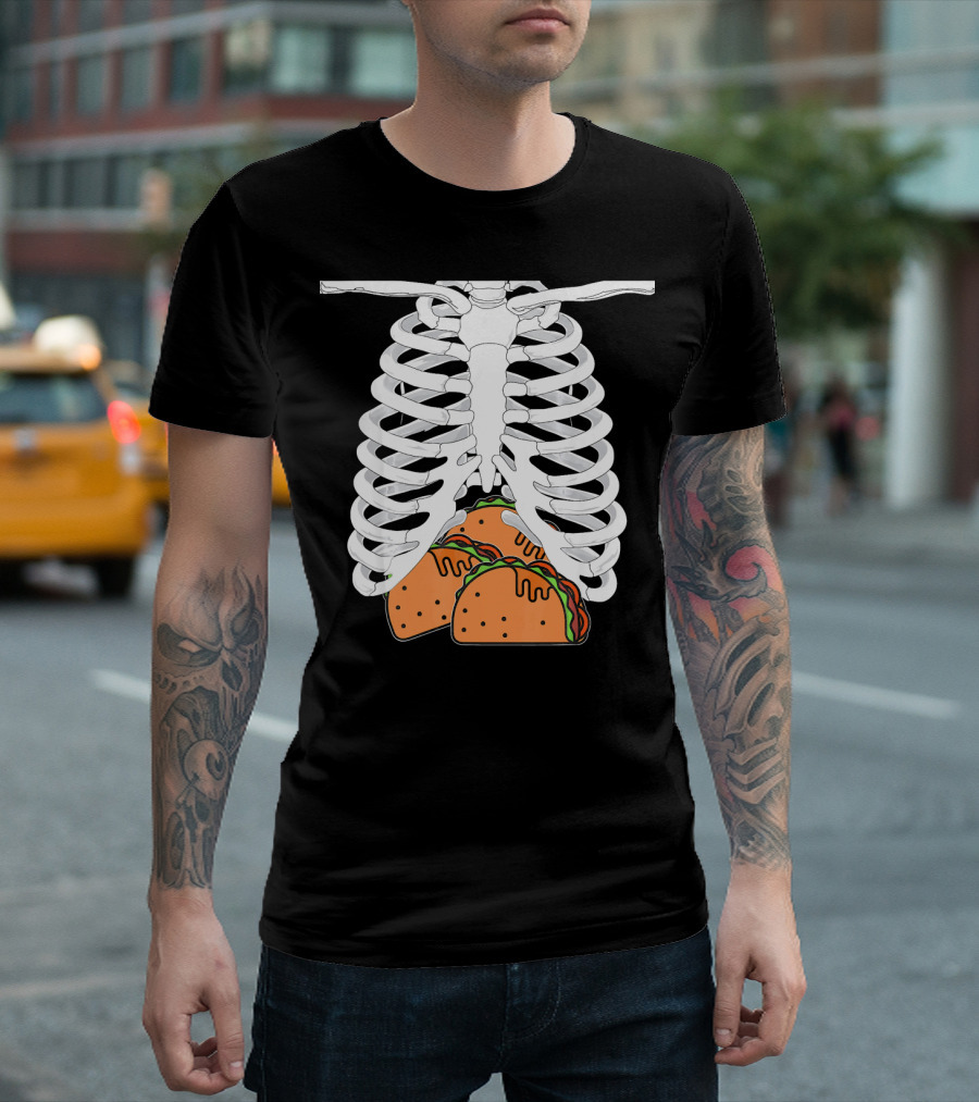 Halloween Taco Lover Skeleton Rib Cage Food Humor T-Shirt