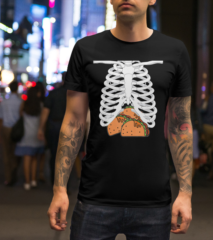 Halloween Taco Lover Skeleton Rib Cage Food Humor T-Shirt