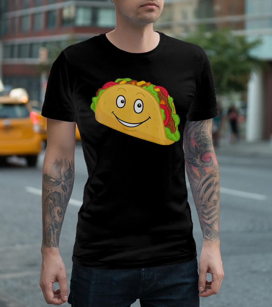 Happy Taco Snack Emoticon Face T-Shirt