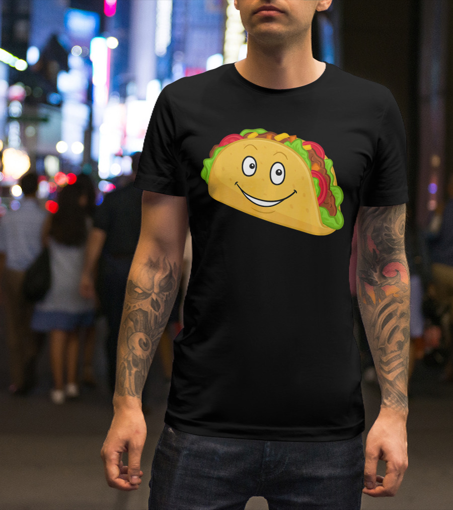 Happy Taco Snack Emoticon Face T-Shirt