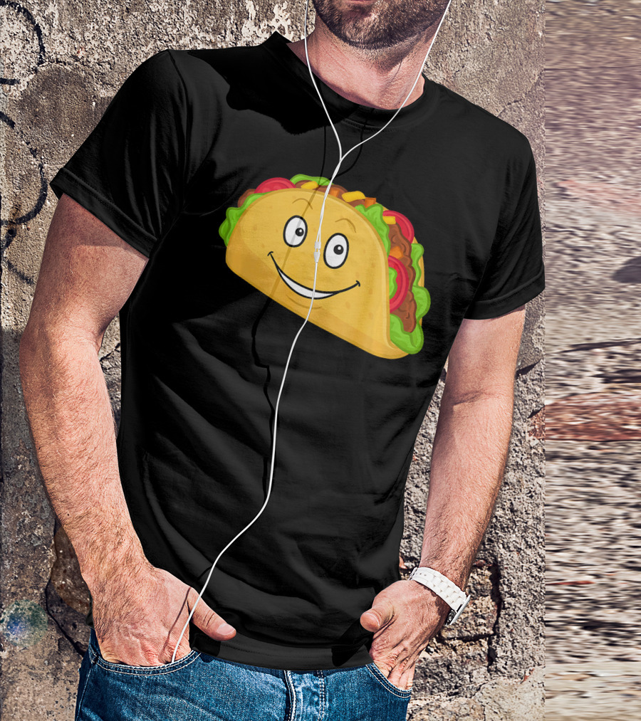 Happy Taco Snack Emoticon Face T-Shirt