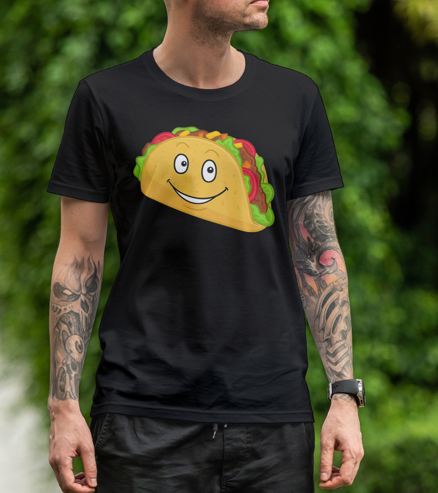 Happy Taco Snack Emoticon Face T-Shirt