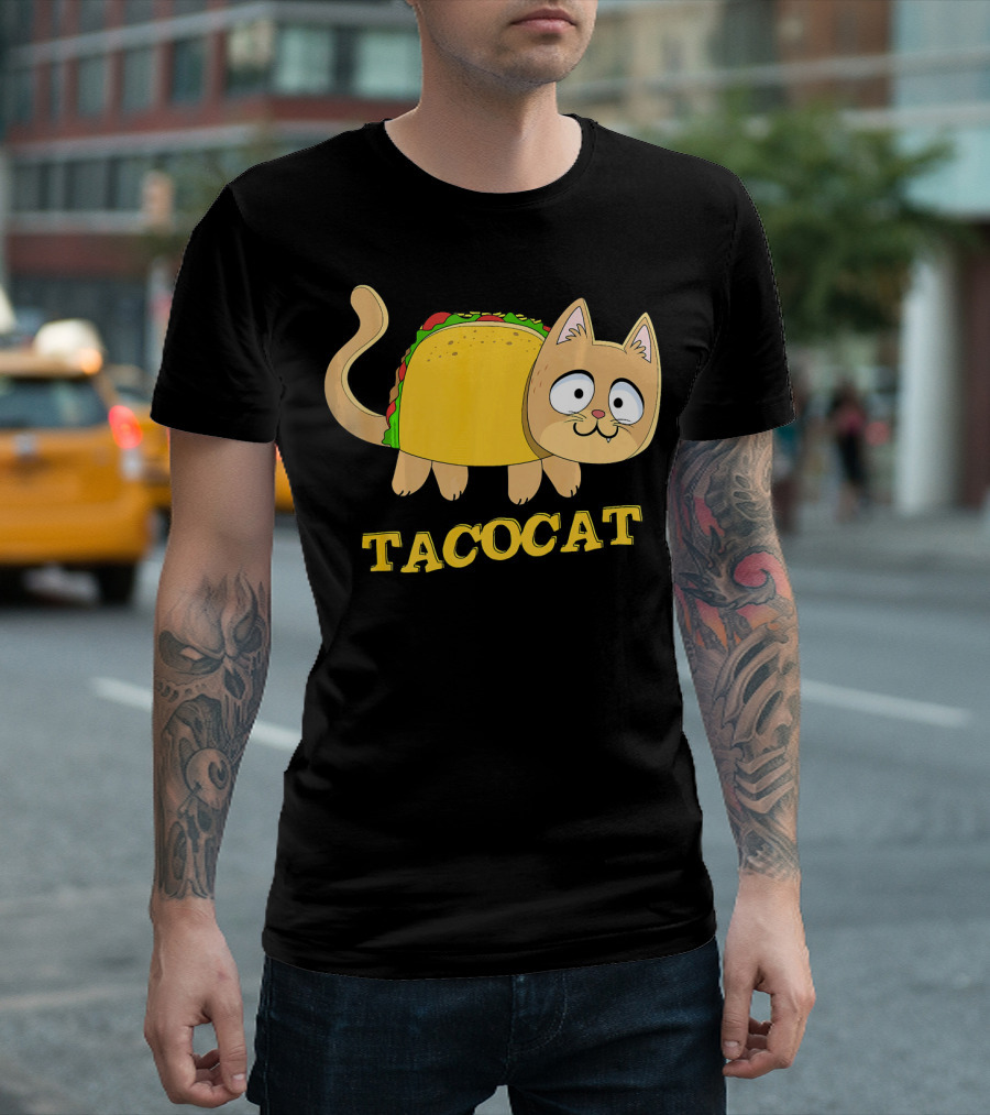 TACOCAT Palindrome Cute Cartoon Funny Cat With Taco Body T-Shirt