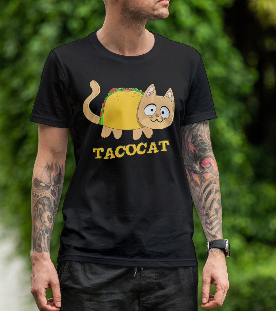 TACOCAT Palindrome Cute Cartoon Funny Cat With Taco Body T-Shirt