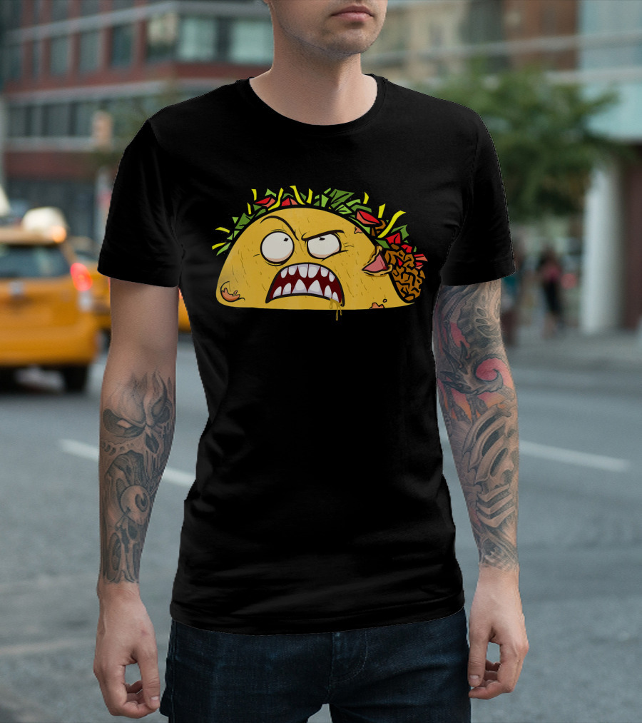 Funny Scary Zombie Tacos Face T-Shirt