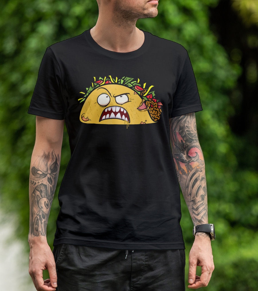 Funny Scary Zombie Tacos Face T-Shirt