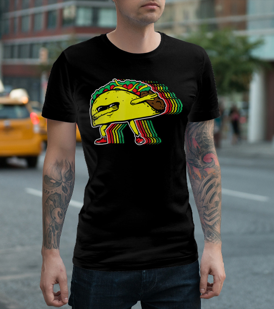 Dabbing Taco With Retro Multicolor Vibe T-Shirt