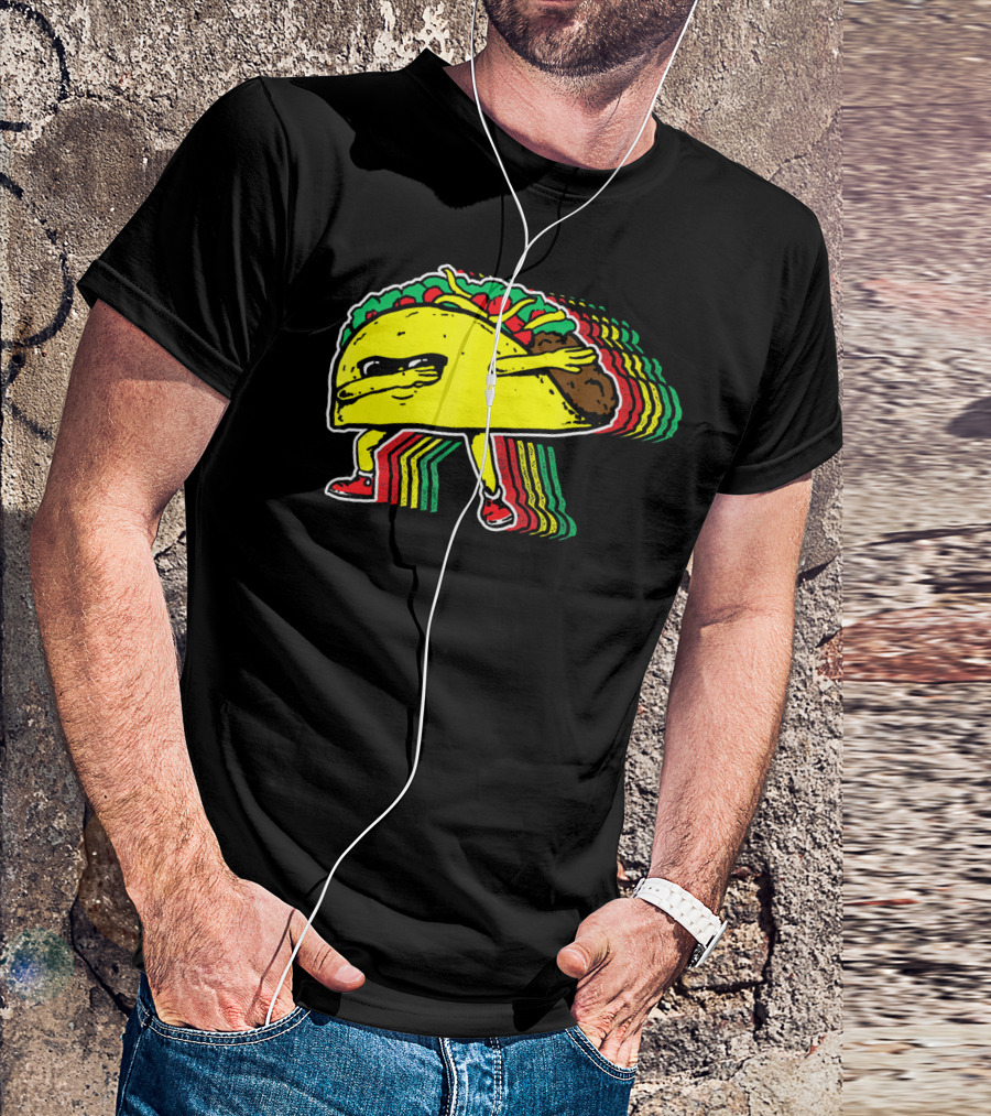 Dabbing Taco With Retro Multicolor Vibe T-Shirt