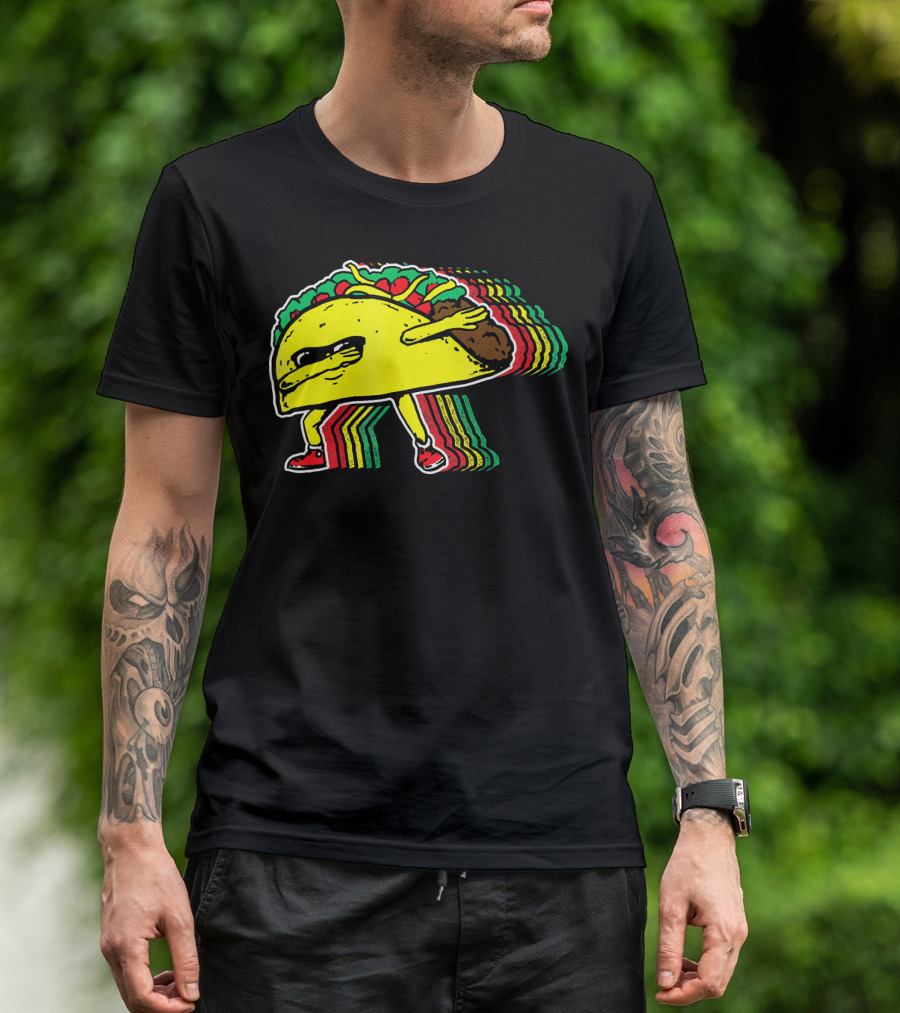 Dabbing Taco With Retro Multicolor Vibe T-Shirt
