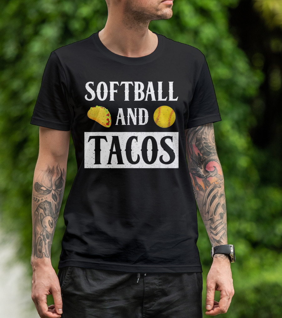 Softball And Tacos With Taco And Softball Icons T-Shirt