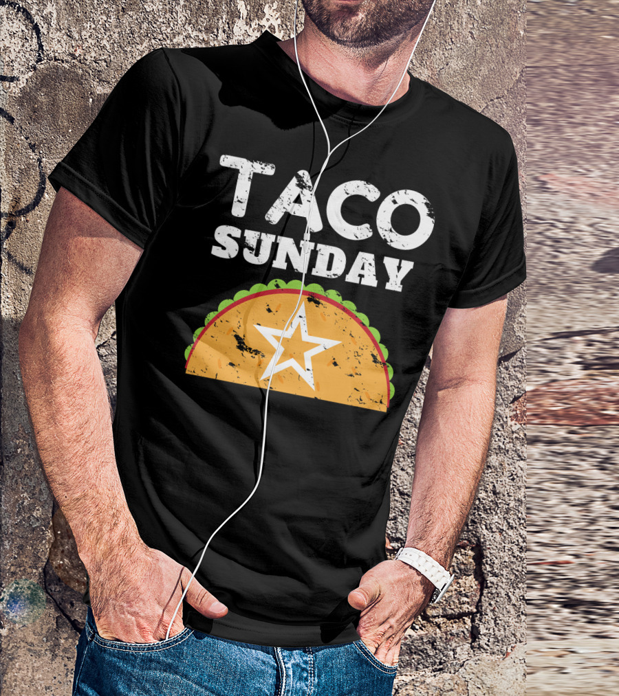 Taco Sunday With Star Inside Crunchy Shell Ribbed Edge T-Shirt