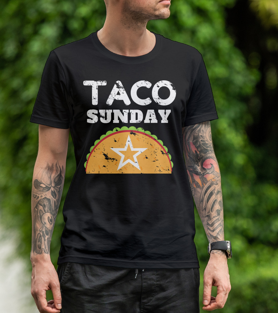 Taco Sunday With Star Inside Crunchy Shell Ribbed Edge T-Shirt