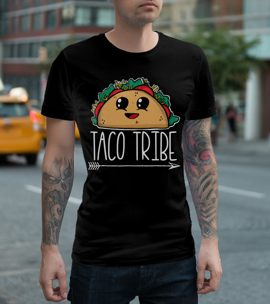 Taco Tribe Cute Taco Face with Arrow T-Shirt