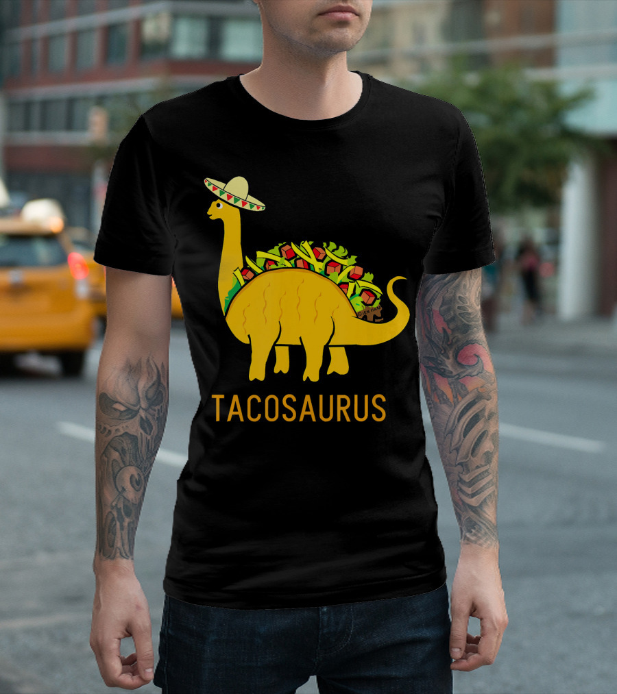 Tacosaurus Funny Taco Dinosaur Wearing Sombrero T-Shirt