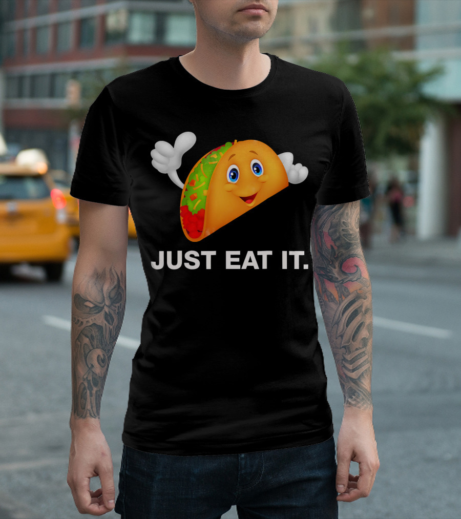 Just Eat It Taco Cartoon Emoji With Hands T-Shirt