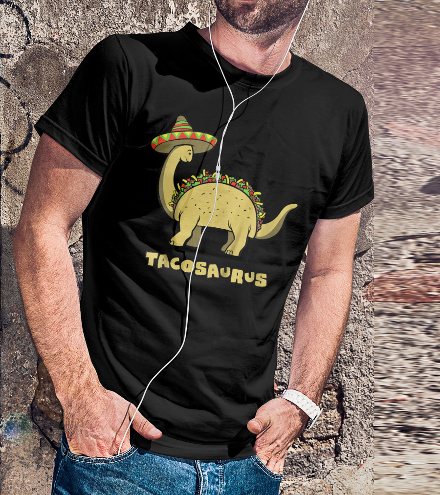 Kids Funny Tacosaurus Dinosaur With Sombrero Hat T-Shirt