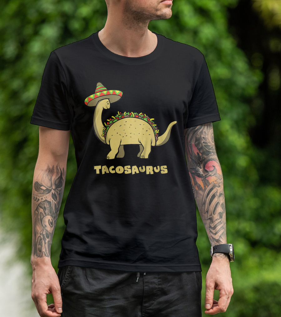 Kids Funny Tacosaurus Dinosaur With Sombrero Hat T-Shirt