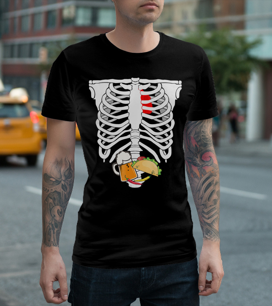 Skeleton X-Ray Taco Beer Unis T-Shirt