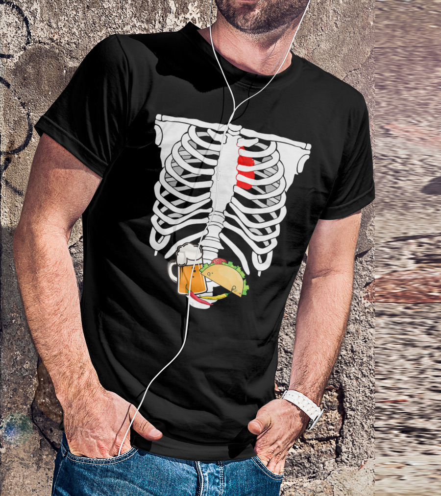 Skeleton X-Ray Taco Beer Unis T-Shirt