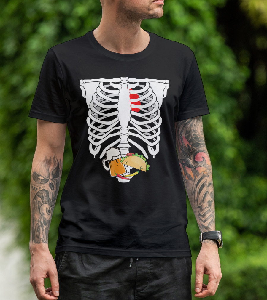 Skeleton X-Ray Taco Beer Unis T-Shirt