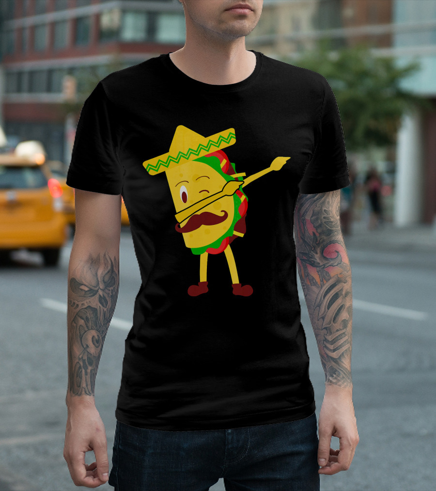 Taco Taco Lover Dabbing Sombrero Mustache T-Shirt