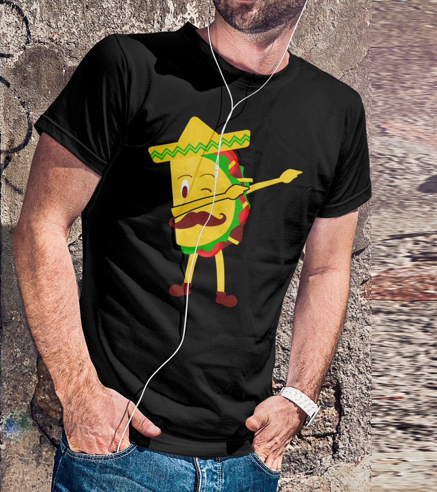 Taco Taco Lover Dabbing Sombrero Mustache T-Shirt
