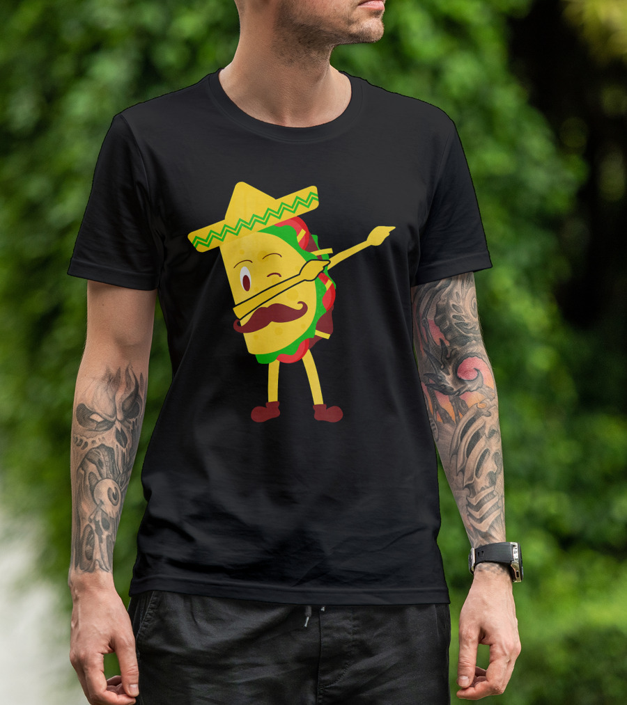 Taco Taco Lover Dabbing Sombrero Mustache T-Shirt