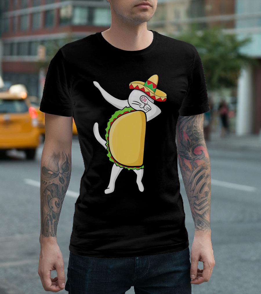 Dabbing Taco Cat Tacocat Cinco De Mayo Sombrero Fiesta T-Shirt