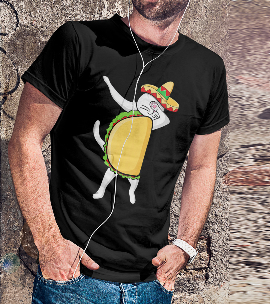 Dabbing Taco Cat Tacocat Cinco De Mayo Sombrero Fiesta T-Shirt