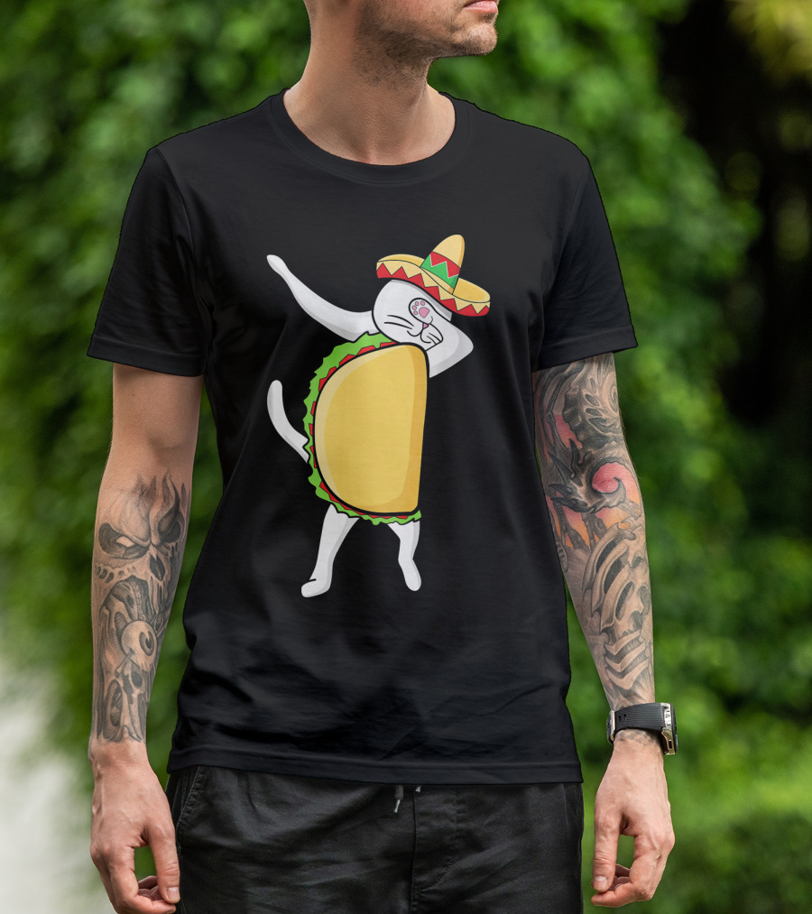 Dabbing Taco Cat Tacocat Cinco De Mayo Sombrero Fiesta T-Shirt