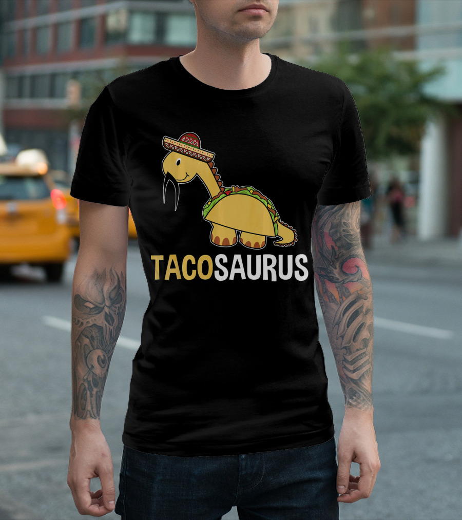 Tacosaurus Dinosaur Wearing Sombrero T-Shirt