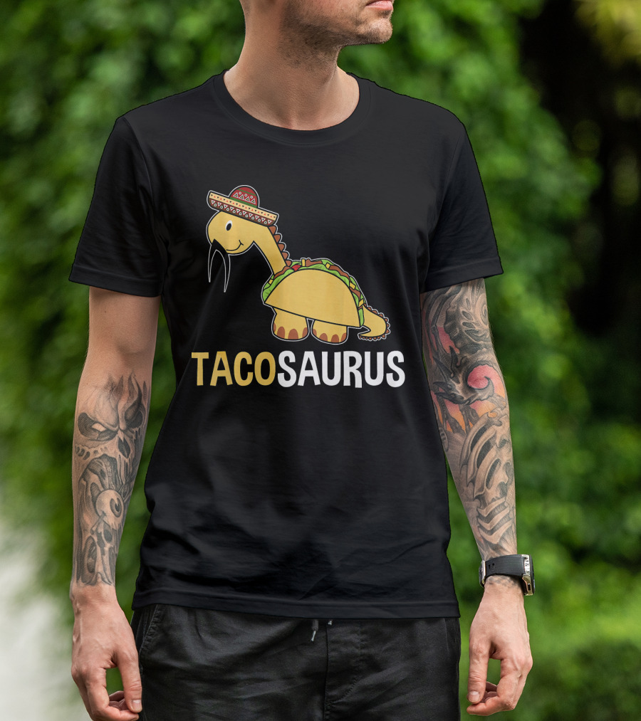 Tacosaurus Dinosaur Wearing Sombrero T-Shirt