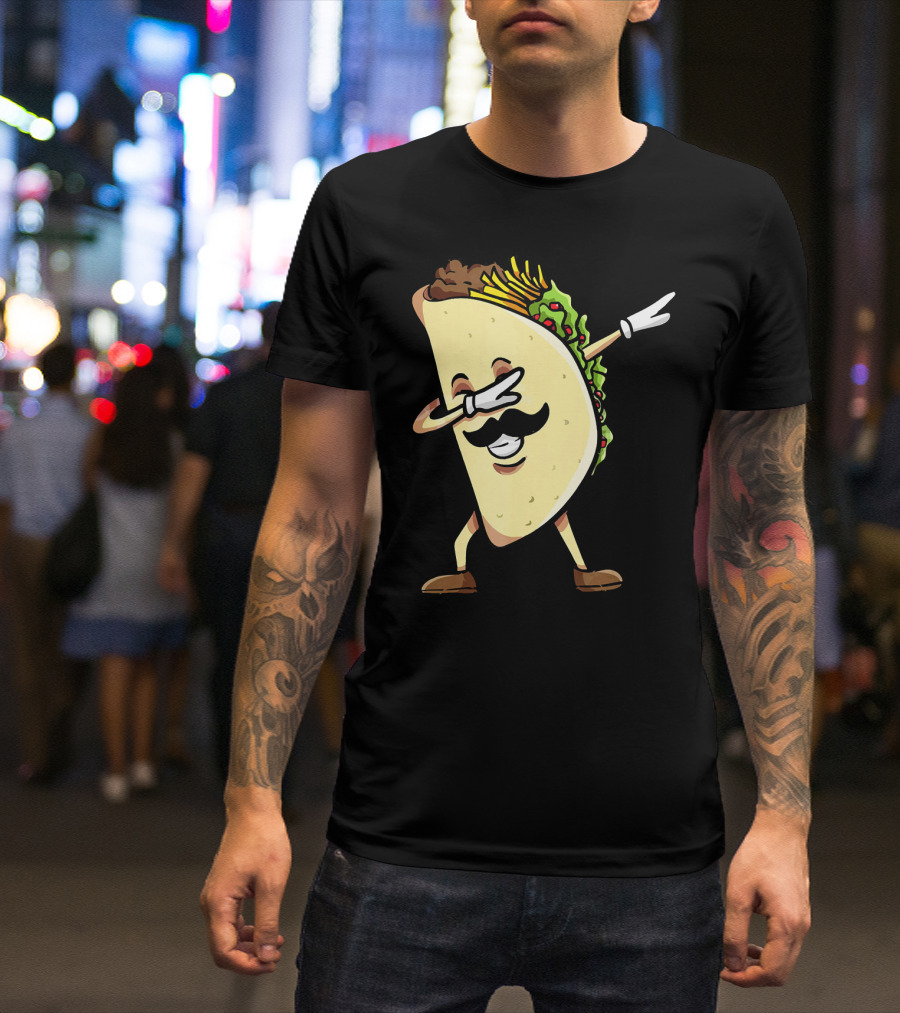 Dabbing Taco Mexican Food Lover With Mustache Dancer T-Shirt