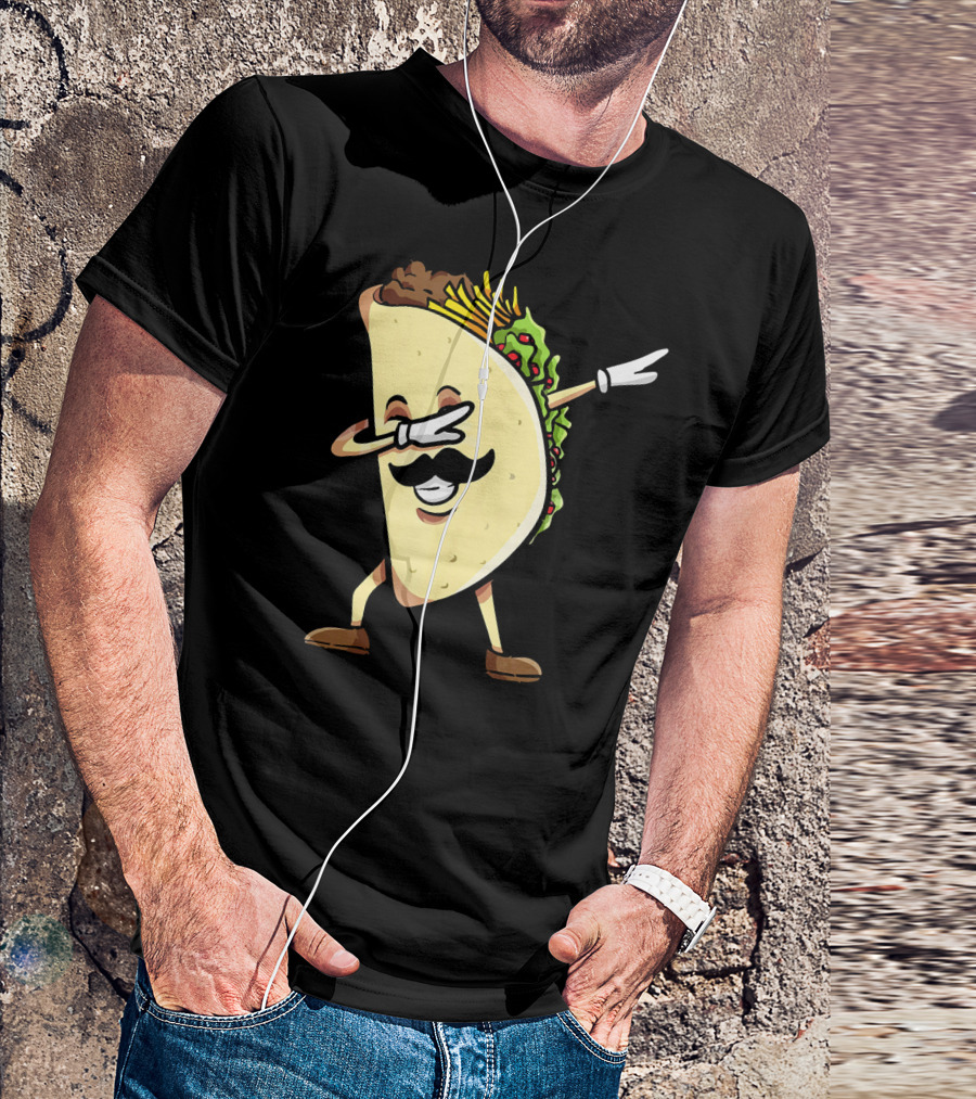 Dabbing Taco Mexican Food Lover With Mustache Dancer T-Shirt