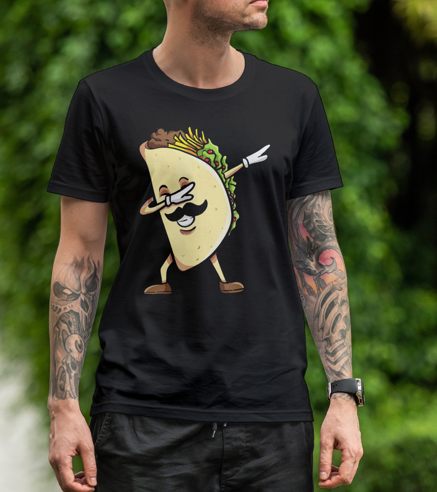 Dabbing Taco Mexican Food Lover With Mustache Dancer T-Shirt