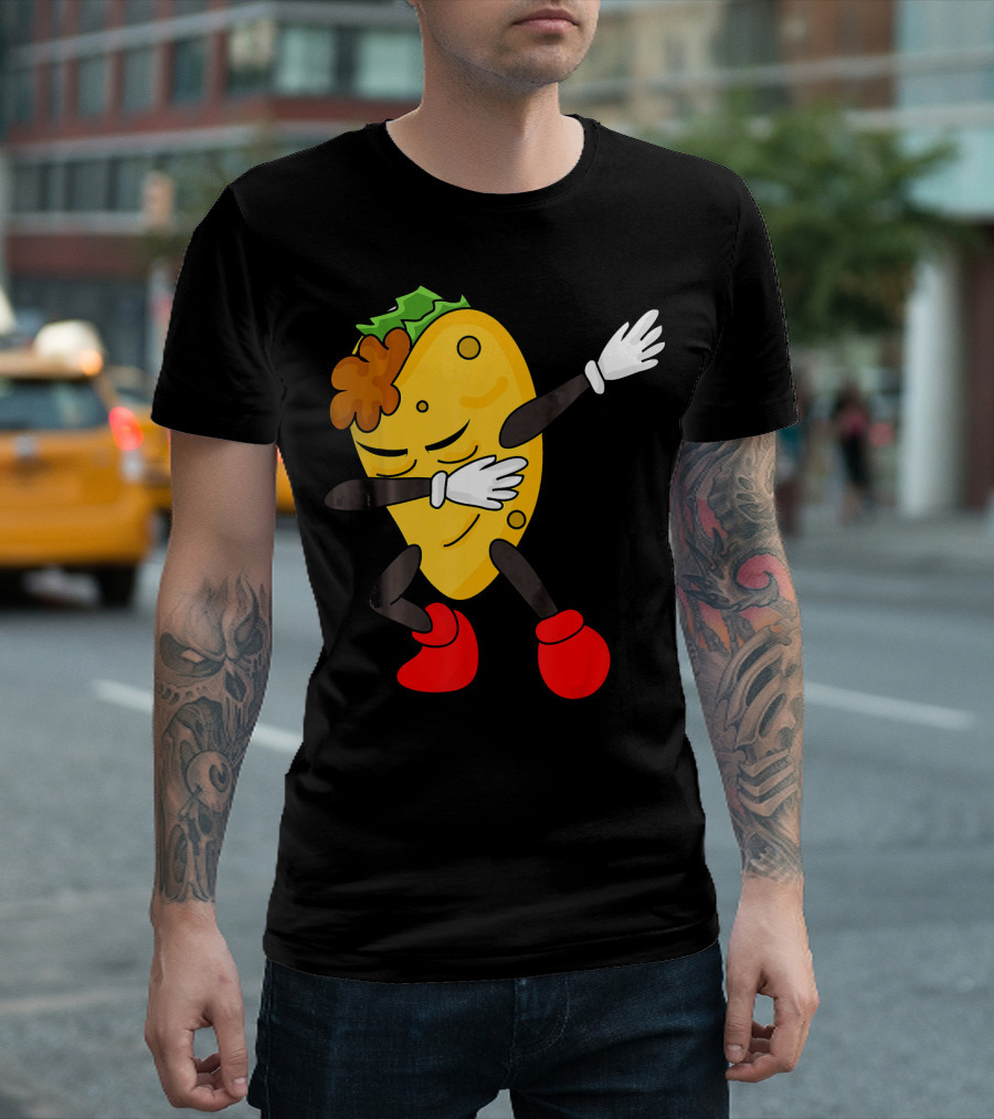 Dabbing Taco Funny Taco Lover Character with Red Shoes T-Shirt