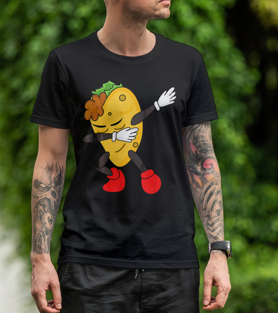 Dabbing Taco Funny Taco Lover Character With Red Shoes T-Shirt