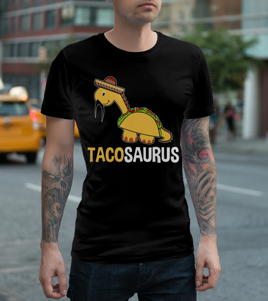 Tacosaurus Rex Dinosaur Wearing Sombrero Crunchy Taco T-Shirt