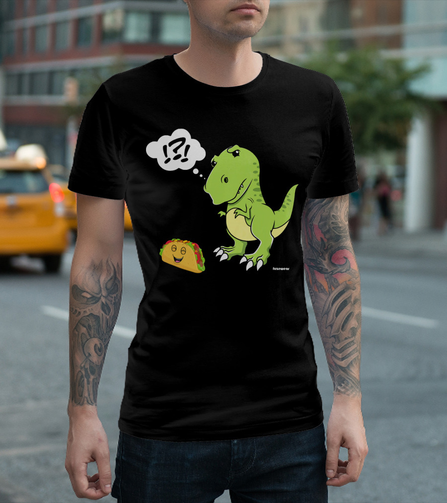 TRex Confused by Happy Taco Funny Sad Dino T-Shirt