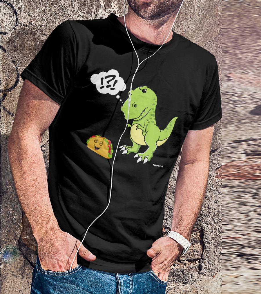 TRex Confused By Happy Taco Funny Sad Dino T-Shirt