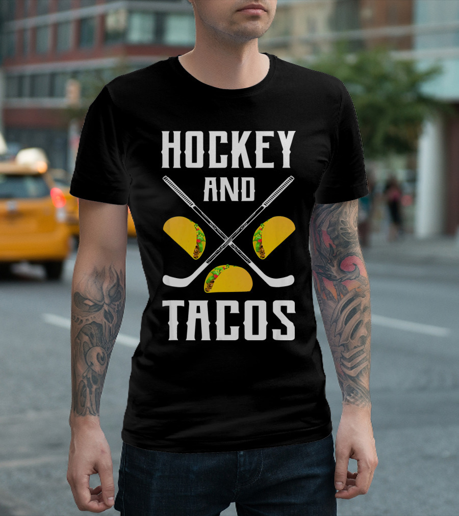 Hockey And Tacos Crossed Sticks And Tacos T-Shirt