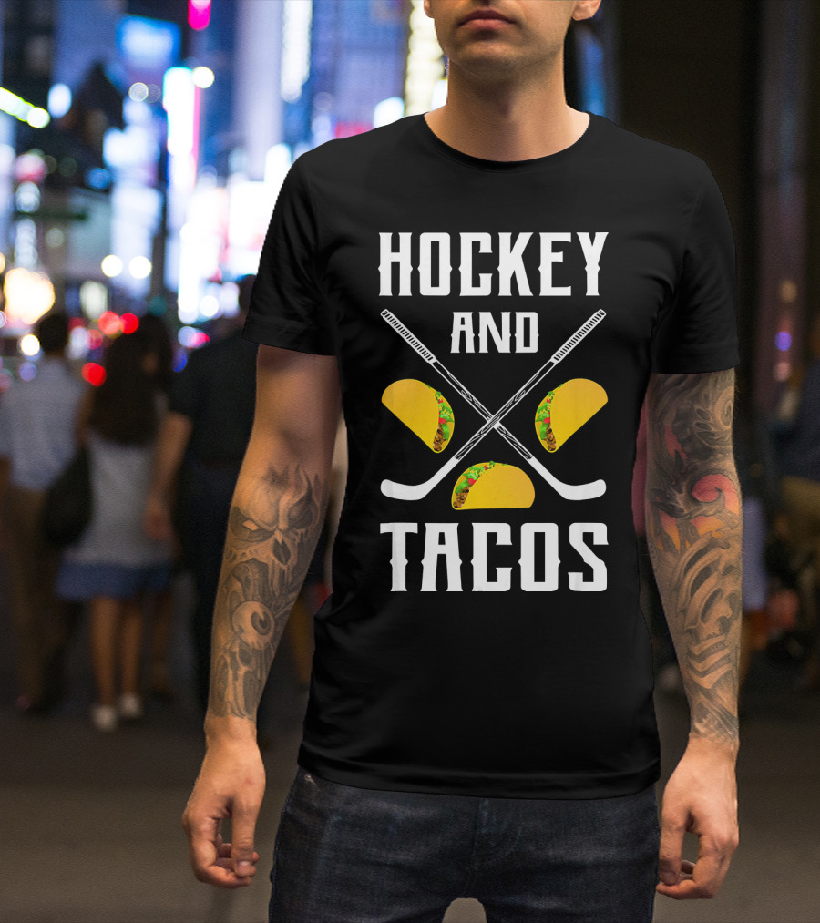 Hockey And Tacos Crossed Sticks And Tacos T-Shirt