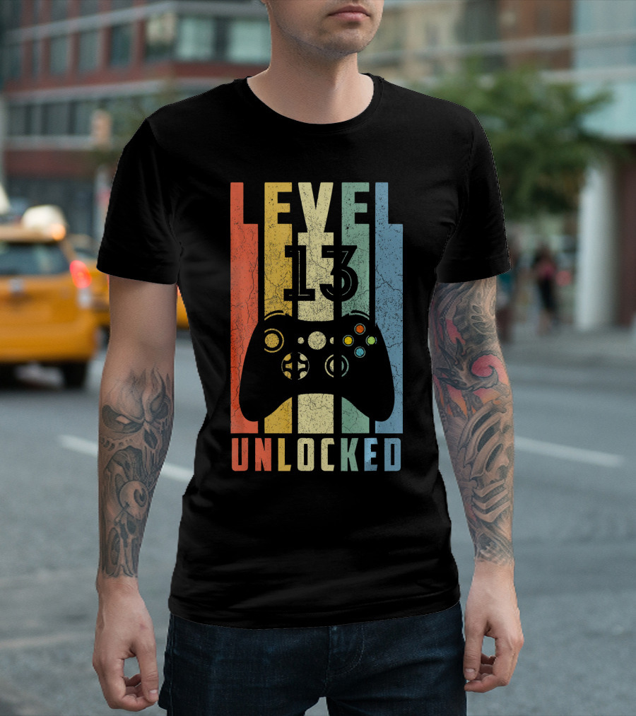 Level 13 Unlocked Video Game Controller Vintage T-Shirt