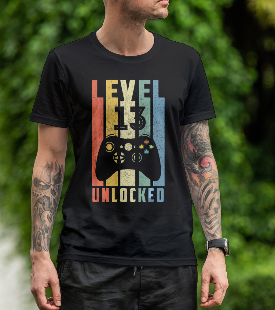 Level 13 Unlocked Video Game Controller Vintage T-Shirt