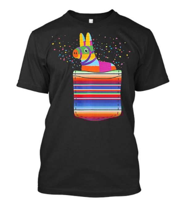 Pocket Pinata Serape Fiesta Blanket Confetti Burst T-Shirt