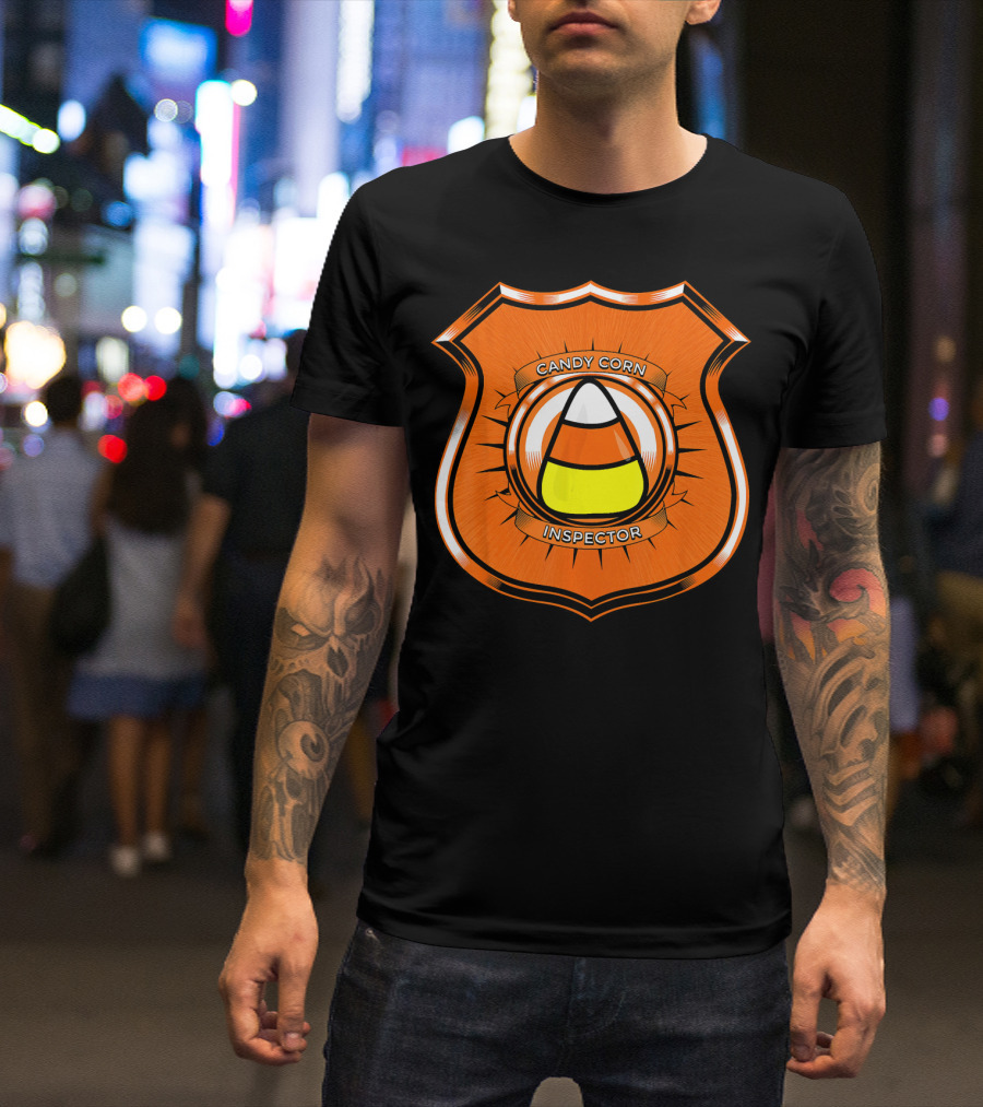 Candy Corn Inspector Police Badge Emblem T-Shirt